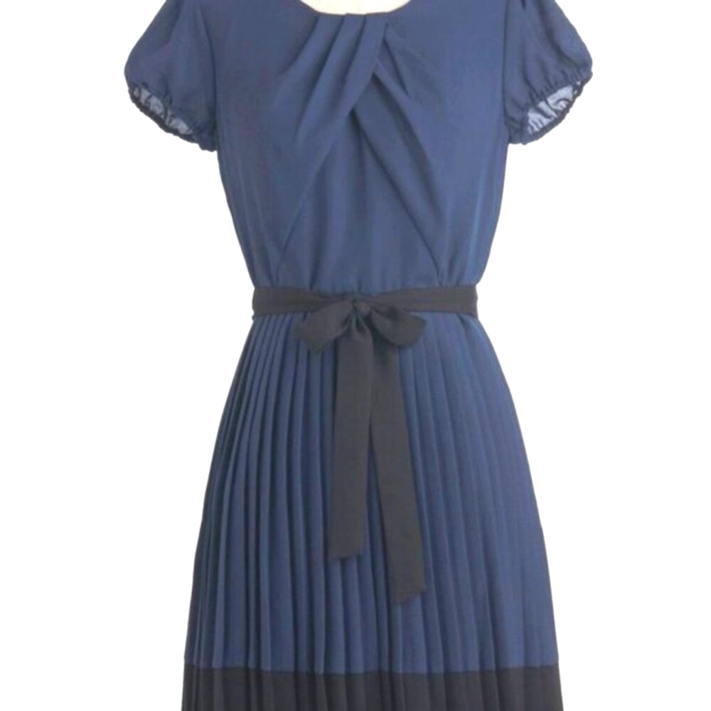 Max and Cleo form flattering dress pleated navy colorblock 4